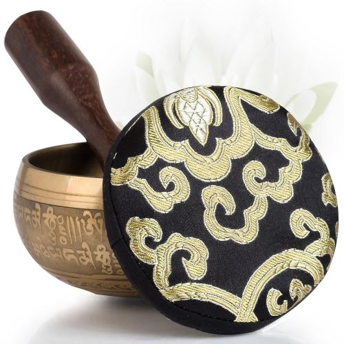  [아마존 핫딜]  [아마존핫딜]Silent Mind ~ Tibetan Singing Bowl Set ~ Bronze Mantra Design ~ With Dual Surface Mallet and Silk Cushion ~ Promotes Peace, Chakra Healing, and Mindfulness ~ Exquisite Gift