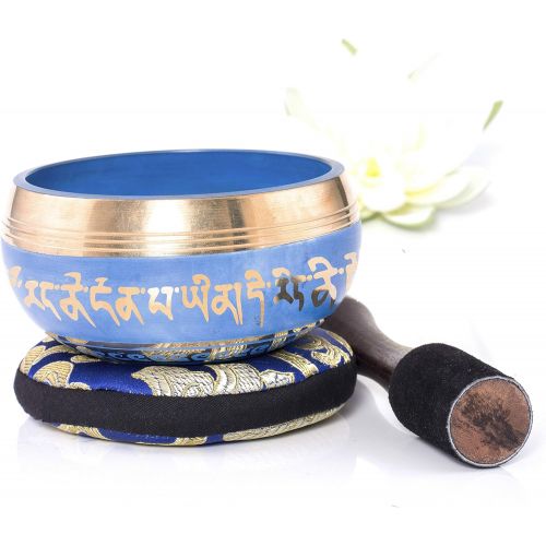  [아마존 핫딜] [아마존핫딜]Silent Mind ~ Tibetan Singing Bowl Set ~ Blue Color Design ~ With Dual Surface Mallet and Silk Cushion ~ Promotes Peace, Chakra Healing, and Mindfulness ~ Exquisite Gift