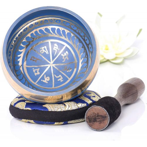  [아마존 핫딜] [아마존핫딜]Silent Mind ~ Tibetan Singing Bowl Set ~ Blue Color Design ~ With Dual Surface Mallet and Silk Cushion ~ Promotes Peace, Chakra Healing, and Mindfulness ~ Exquisite Gift