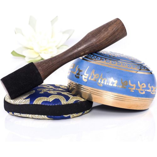  [아마존 핫딜] [아마존핫딜]Silent Mind ~ Tibetan Singing Bowl Set ~ Blue Color Design ~ With Dual Surface Mallet and Silk Cushion ~ Promotes Peace, Chakra Healing, and Mindfulness ~ Exquisite Gift