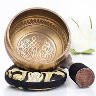 [아마존 핫딜]  [아마존핫딜]Silent Mind tibetische Klangschale Set ~ Bronze Mantra Design ~ mit hochwertigem Holz Kloeppel und Himalaya Kissen ~ perfektes zur Yoga Meditation, Entspannung und Achtsamkeit ~ das