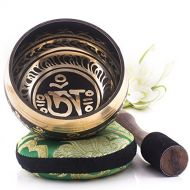 [아마존핫딜]Silent Mind tibetische Klangschale Set ~ Balance und Harmonie Design ~ mit hochwertigem Holz Kloeppel und Himalaya Kissen ~ perfektes Tibetan Singing Bowl Set zur Yoga Meditation, E