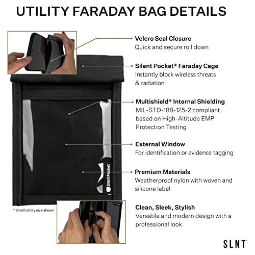  [아마존베스트]Silent Pocket Quick Access Utility Faraday Bag - Waterproof Signal Blocking Nylon - Device Shielding for Smartphones, iPhone, Samsung Galaxy, More for Travel, Privacy, Anti-Hacking