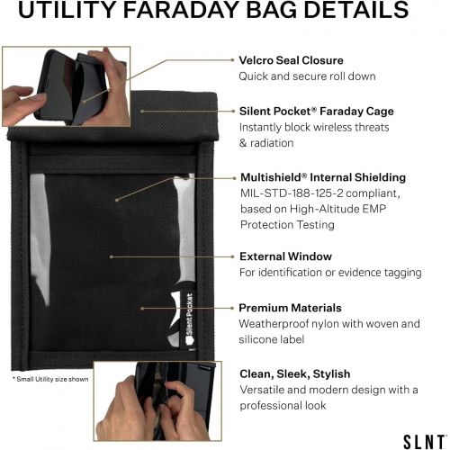  [아마존베스트]Silent Pocket Quick Access Utility Faraday Bag - Waterproof Signal Blocking Nylon - Device Shielding for Smartphones, iPhone, Samsung Galaxy, More for Travel, Privacy, Anti-Hacking