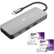 Silicon Power SR30 8-in-1 Docking Station and 128GB Superior Pro UHS-I microSDXC Memory Card 2-Pack Kit