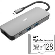 Silicon Power SR30 8-in-1 Docking Station and 128GB High Endurance UHS-I microSDXC Memory Card Kit
