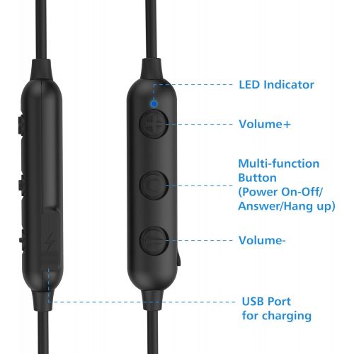  Silicon Power SU3MWASYBP61BT0KAE Bluetooth 4.1 In Ear Headphones, aptX Stereo Headset with Warm Bass Response, In Ear Wireless Earbuds with Mic, IP64 Sweat proof (up to 8 Hour Play