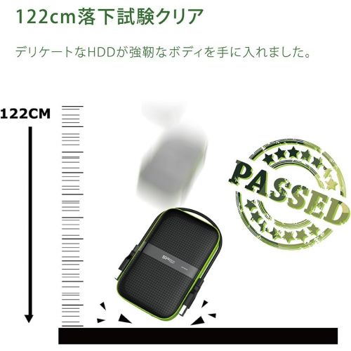  1TB Silicon Power Armor A60 Shockproof Portable Hard Drive - USB3.0 - Black/Green Edition