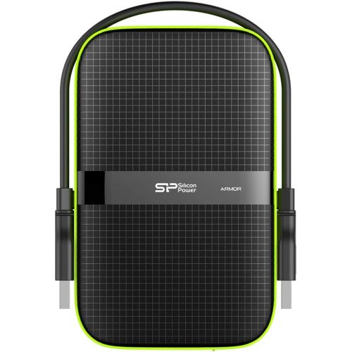  1TB Silicon Power Armor A60 Shockproof Portable Hard Drive - USB3.0 - Black/Green Edition