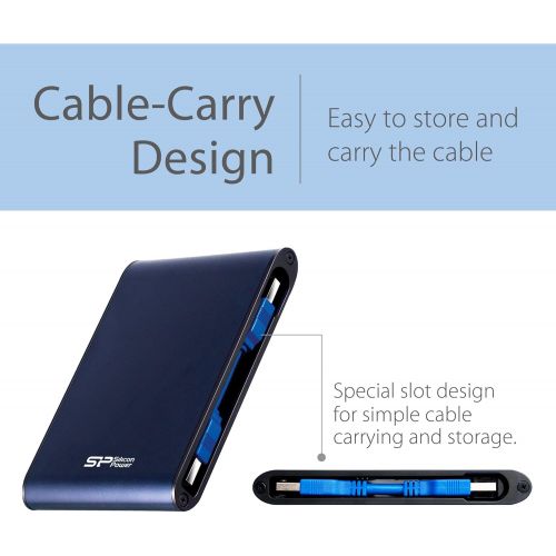  Silicon Power 2TB Rugged Portable External Hard Drive Armor A80, Waterproof USB 3.0 for PC, Mac, Xbox and PS4, Blue