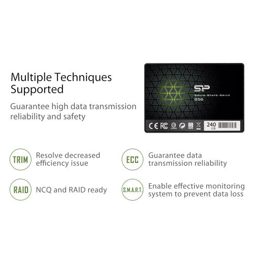  Silicon Power 240GB SSD 3D NAND With RW Up To 560530MBs S56 SLC Cache Performance Boost SATA III 2.5 7mm (0.28) Internal Solid State Drive (SP240GBSS3S56B25AZ)
