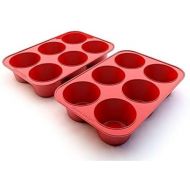 Silicone Texas Muffin Pans 6-Cups, Jumbo Muffin Pan set of 2, BPA-Free Silicone Muffin Pans for Baking,10.75L x 7.5W Silicone Muffin Pan, Non-Stick Muffin Pan and Cupcake maker