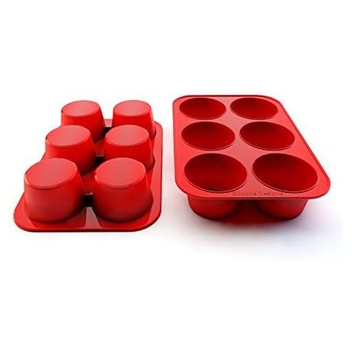  Silicone Texas Muffin Pans 6-Cups, Jumbo Muffin Pan set of 2, BPA-Free Silicone Muffin Pans for Baking,10.75L x 7.5W Silicone Muffin Pan, Non-Stick Muffin Pan and Cupcake maker