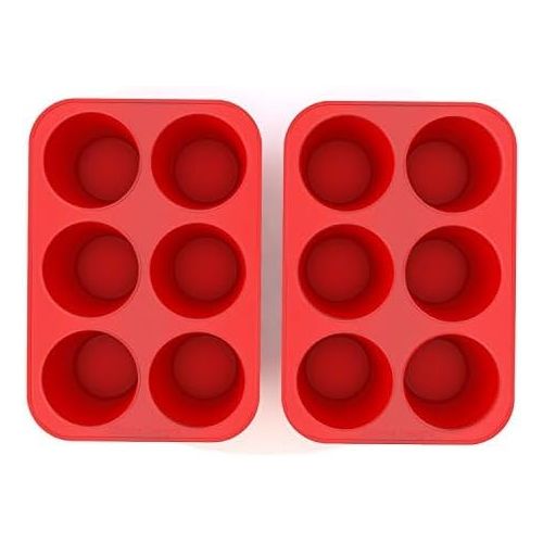  Silicone Texas Muffin Pans 6-Cups, Jumbo Muffin Pan set of 2, BPA-Free Silicone Muffin Pans for Baking,10.75L x 7.5W Silicone Muffin Pan, Non-Stick Muffin Pan and Cupcake maker