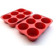 [아마존베스트]Silicone Designs Silicone Texas Muffin Pans and Cupcake Maker, 6 Cup Large, Set of 2, Professional Use