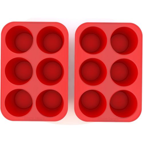  [아마존베스트]Silicone Designs Silicone Texas Muffin Pans and Cupcake Maker, 6 Cup Large, Set of 2, Professional Use