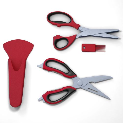  Silicone Designs Kitchen Scissors Plus 5 Blade Herb Shears Set, Stainless Steel Plus Recipe Ebook