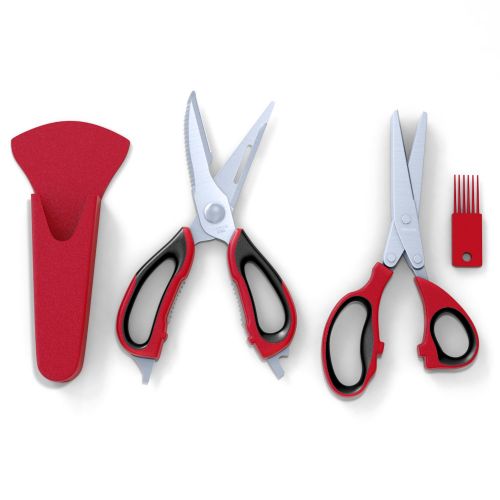  Silicone Designs Kitchen Scissors Plus 5 Blade Herb Shears Set, Stainless Steel Plus Recipe Ebook