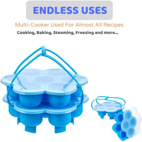  Silikong Silicone Egg Bites Molds With Built-In Handles and Trivet, Fits 5,6,8 Qt Instant Pot and Other Similar-Sized Pressure Cookers, Steamers and Baking Accessories, Set of 2