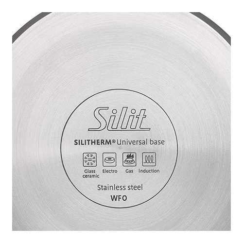  Silit Pot Ø 20 cm Approx. 2.5L Achat Pouring Rim Glass Lid Stainless Steel Polished Suitable for Induction Hobs Dishwasher-Safe