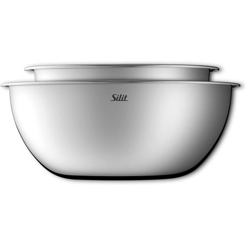  Silit Set of 2 Stainless Steel Bowls for The Kitchen, Multifunctional Mixing Bowl, Salad Bowl, Stainless Steel, Dough Bowl, Stackable