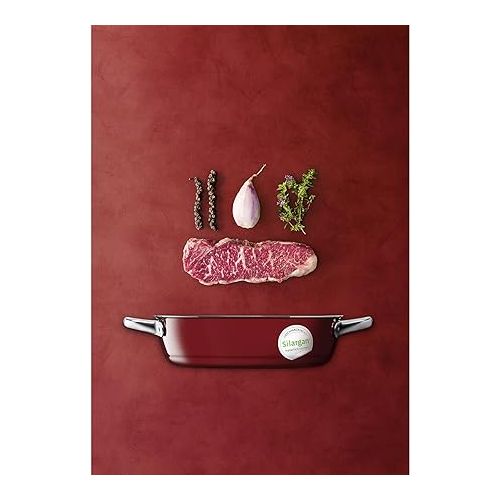  Silit Roasting Pan Uncoated Ø 28 cm Red Vitaliano Rosso Made in Germany Pouring Rim Stainless Steel Handle Silargan® Functional Ceramic Suitable for Induction Hobs Dishwasher-Safe