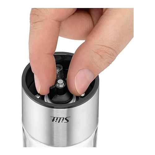  SILIT Salt and Pepper Mill Electric Set of 2 | Stainless Steel | Ceramic Grinder - Grinding Strength ly Adjustable | LED Lighting Including Batteries