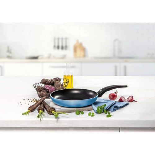  Silit Belluna Frying Pan 24 cm Aluminium Coated with Plastic Handle for Gentle Frying Blue