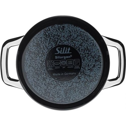  Silit Black Zeno Saucepan High with Metal Lid Diameter 24 cm Silargan Functional Ceramic Suitable for Induction Cookers Dishwasher Safe 6.4 litres, 32 x 27 x 21 cm