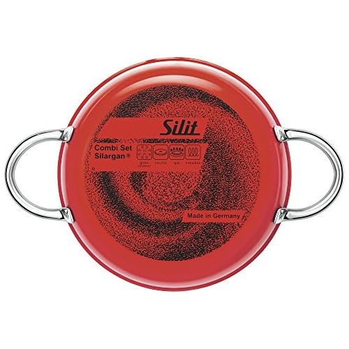  Silit Energy Red Topfset 2-teilig Topf Deckel Pfanne, Silargan Funktionskeramik, induktionsgeeignet, spuelmaschinengeeignet, rot