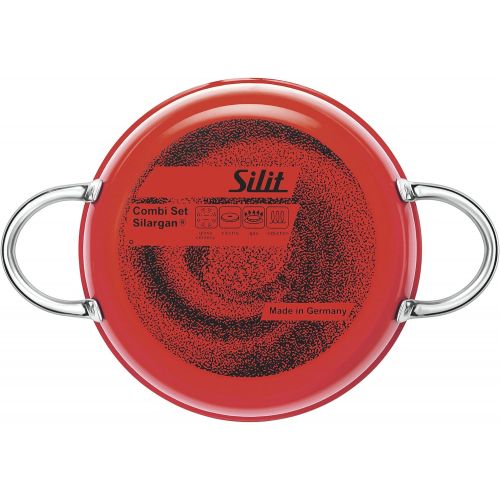  Silit Energy Red Topfset 2-teilig Topf Deckel Pfanne, Silargan Funktionskeramik, induktionsgeeignet, spuelmaschinengeeignet, rot