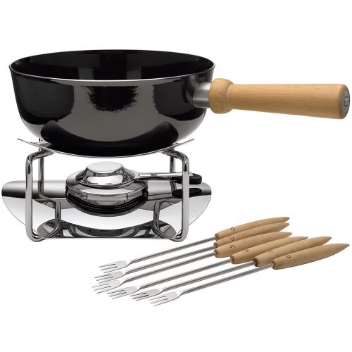  Silit Kasefondue-Set 9-teilig Fondue fuer 6 Personen, Silargan Funktionskeramik, induktionsgeeignet, spuelmaschinengeeignet, Kasserolle Rechaud Brenner Fonduegabeln