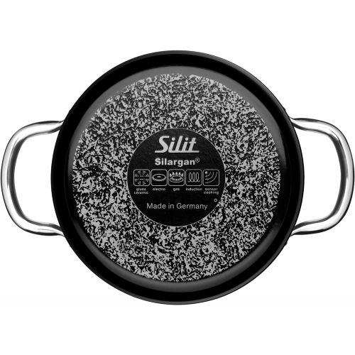  Silit Passion Black Kochtopf hoch mit Glasdeckel, 20 cm, Fleischtopf 3,7l, Silargan Funktionskeramik, Schuettrand, induktionsgeeignet, schwarz