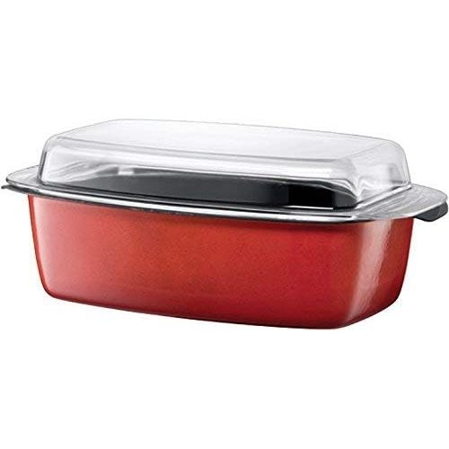  Silit Energy Red Brater rechteckig, mit Glasdeckel 39 x 22 x 15 cm, Silargan Funktionskeramik, induktionsgeeignet, rot, 5,3 l