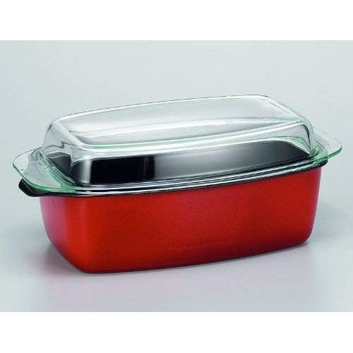  Silit Energy Red Brater rechteckig, mit Glasdeckel 39 x 22 x 15 cm, Silargan Funktionskeramik, induktionsgeeignet, rot, 5,3 l