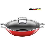 Silit Energy Red Wok mit Glasdeckel, Ø 36 cm, Silargan Funktionskeramik, Schuettrand, induktionsgeeignet, spuelmaschinengeeignet, rot