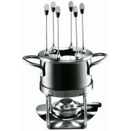 Silit Passion Black Fondue-Set 10-teilig Fondue fuer 6 Personen Silargan Edelstahl indktionsgeeignet spuelmaschinengeeignet, Fonduetopf Spritzschutz Rechaud Brenner Fonduegabeln