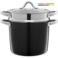 [아마존베스트]Silit Vitaliano Nero Nudeltopf mit Siebeinsatz 24 cm, Glasdeckel, Kochtopf hoch 8,5l, Silargan Funktionskeramik, Topf Induktion, schwarz