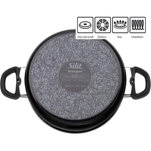  Silit Modesto Line Saucepan 24 cm Glass Lid Saucepan 4.4 L Silargan Functional Ceramic Induction Pot Black