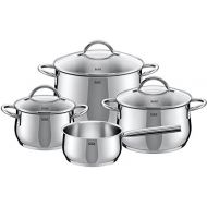 Silit Comodo Set of 4 Saucepans with Glass Lid and Saucepan Polished Stainless Steel Suitable for Induction Cookers Dishwasher Safe