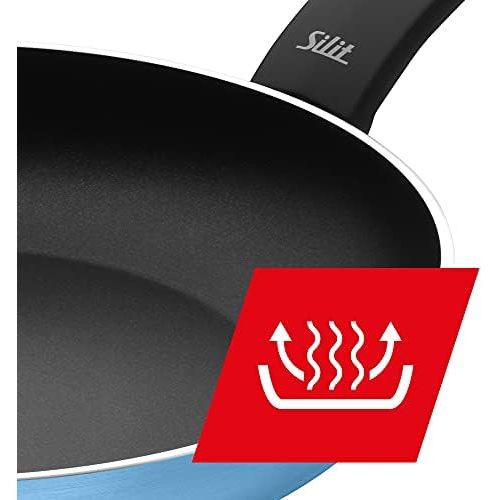  Silit Belluna Frying Pan 28 cm Aluminium Coating Induction Plastic Handle PFOA-Free for Gentle Roasting Blue