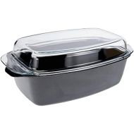 Silit casserole, glass lid 32 x 21 x 15 cm, Silitstahl suitable for induction, functional pottery oven proof, anthracite, 5.3 l