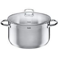 Silit Stewing Pot 16cm 2Litres of Pouring Lip Induction Glass Lid Stainless Steel Partially Matted