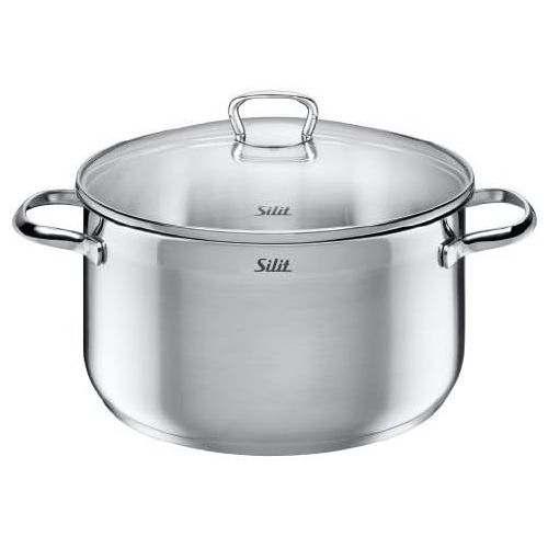  Silit Stewing Pot 16cm 2Litres of Pouring Lip Induction Glass Lid Stainless Steel Partially Matted