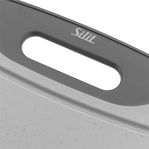 Silit 20761201 Anti-Bacterial Chopping Board with Juice Groove and 1 Handle High-Quality Plastic 45 x 30 cm