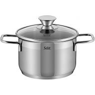Silit Cooking Pot Tall Polished Approx. 1.9L Pisa Edge Glass Lid Diameter 16cm Stainless Steel Suitable for Induction Cookers Dishwasher Safe