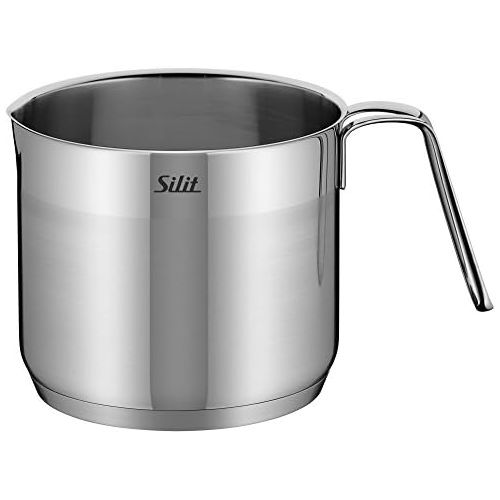  Silit Pisa 10-Piece Saucepan Set, with Glass Lid, Cooking Pot, Saucepan, Milk Pan, Steamer Insert, Pan Coated, Polished Stainless Steel, Suitable for Induction Cookers