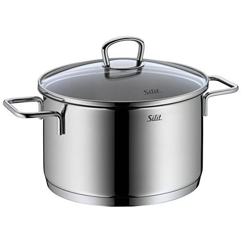  Silit Alicante Set of Saucepans with Glass Lid Polished Stainless Steel Suitable for Induction Cookers Dishwasher Safe