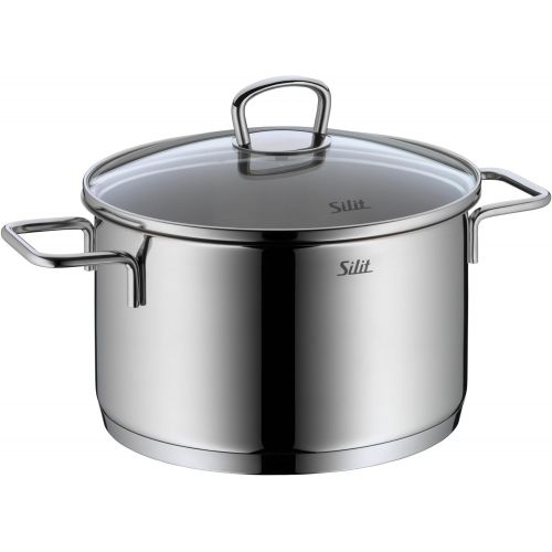  Silit Alicante Set of Saucepans with Glass Lid Polished Stainless Steel Suitable for Induction Cookers Dishwasher Safe