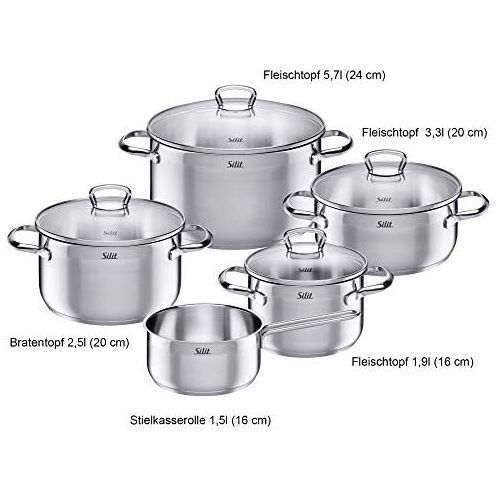  Silit Toskana 0021.6843.11 5-Piece Saucepan Set Stainless Steel